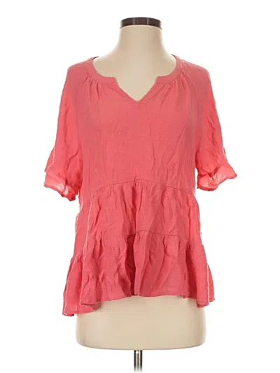 Pre-owned Umgee Short Sleeve Blouse In Pink