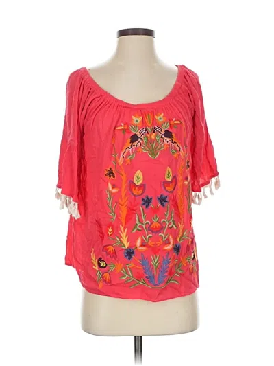 Pre-owned Umgee Short Sleeve Blouse In Red