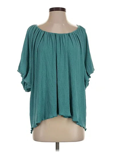 Pre-owned Umgee Short Sleeve Blouse In Teal