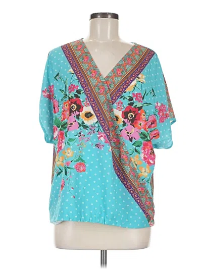 Pre-owned Umgee Short Sleeve Blouse In Teal