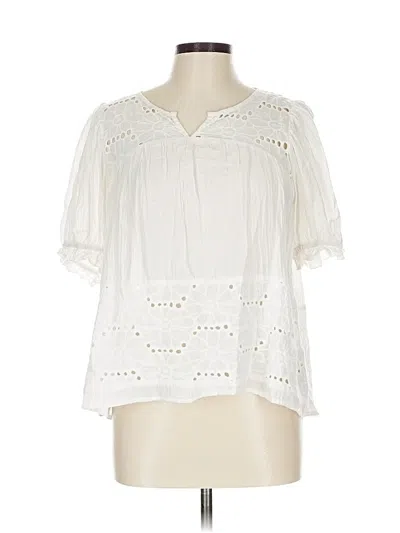 Pre-owned Umgee Short Sleeve Blouse In White
