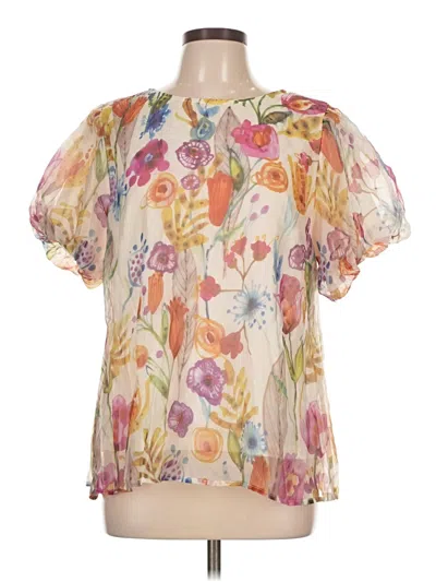 Pre-owned Umgee Short Sleeve Blouse In White