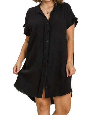 Umgee Short Sleeve Shirt Dress - Plus In Black