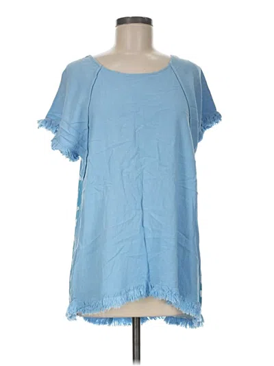 Pre-owned Umgee Short Sleeve Top Blue Square Neckline Tops