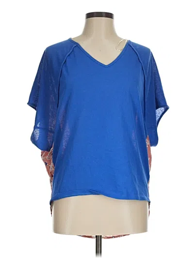 Pre-owned Umgee Short Sleeve Top Blue V Neck Tops