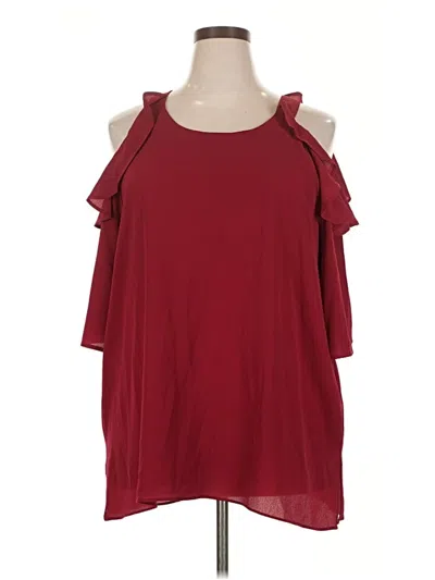 Pre-owned Umgee Short Sleeve Top Burgundy Cold Shoulder Neckline Tops