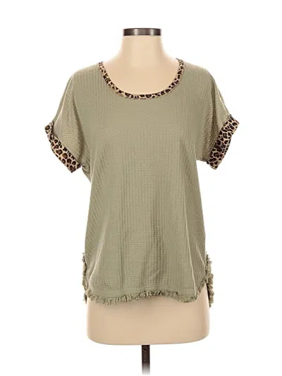 Pre-owned Umgee Short Sleeve Top Green Scoop Neck Tops