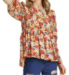 Umgee Short Sleeve Top In Red Floral