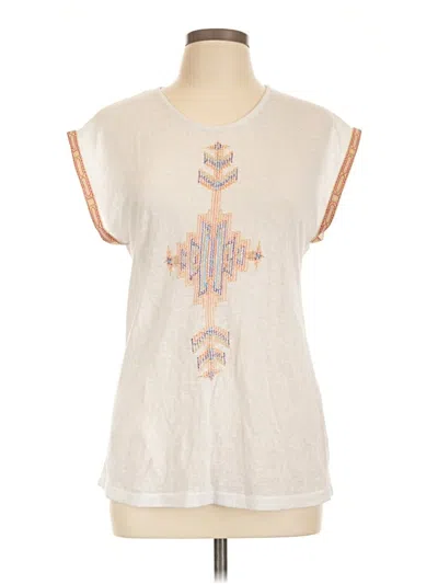 Pre-owned Umgee Short Sleeve Top Ivory Keyhole Neckline Tops
