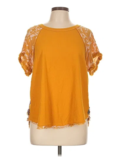 Pre-owned Umgee Short Sleeve Top Orange Cold Shoulder Neckline Tops