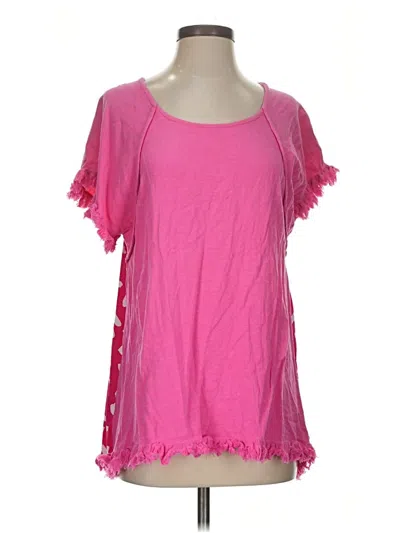 Pre-owned Umgee Short Sleeve Top Pink Scoop Neck Tops
