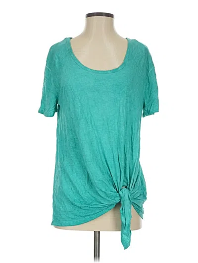 Pre-owned Umgee Short Sleeve Top Teal Scoop Neck Tops In Blue