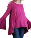 Umgee Shoulder Cutouts Bell Sleeve Tunic In Raspberry In Pink