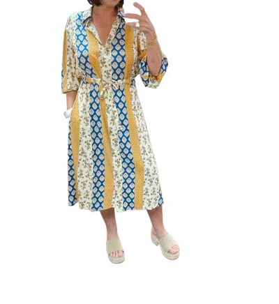 Umgee Show You Off Long Sleeve Midi Dress In Teal Mix In Multi