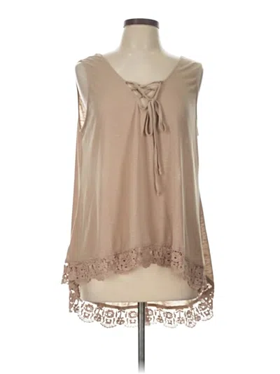 Pre-owned Umgee Sleeveless Blouse In Brown