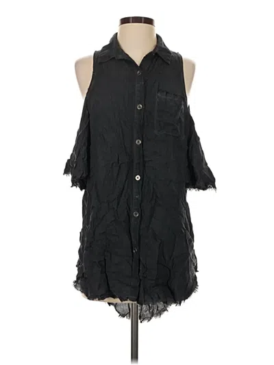 Pre-owned Umgee Sleeveless Button Down Shirt In Black