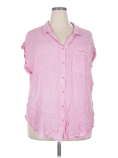 Pre-owned Umgee Sleeveless Button Down Shirt In Pink