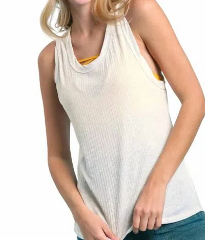 Umgee Sleeveless Casual Ribbed Racerback Tank Top In Off White