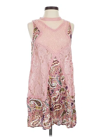 Pre-owned Umgee Sleeveless Top Pink Halter Neckline Tops