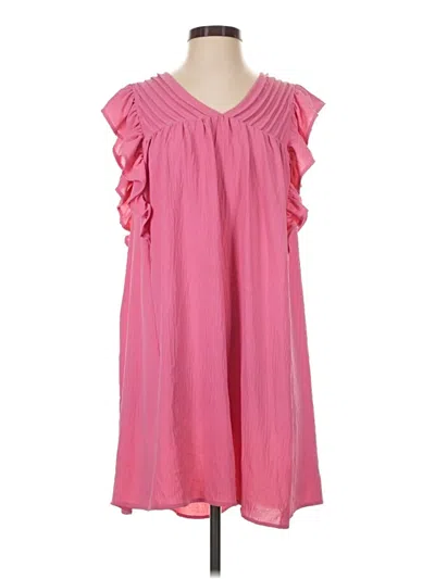 Pre-owned Umgee Sleeveless Top Pink Ruffles Neckline Tops