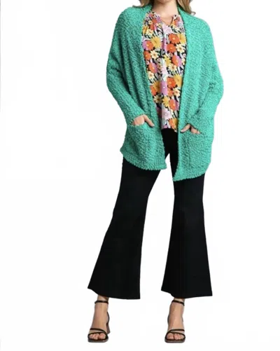 Umgee Soft Open Front Cardigan In Emerald In Blue