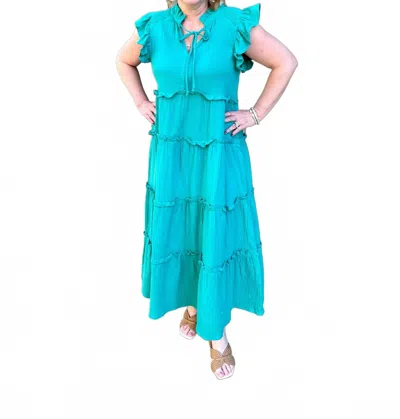 Umgee Sophia Midi Dress In Jade Green In Multi