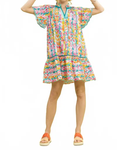 Umgee Spring Vine Dress In Teal Mix In Multi