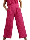Umgee Square Jacquard Wide Pants In Hot Pink In Pink