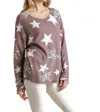 Umgee Star & Leopard Waffle Knit Top In Red Bean In Brown