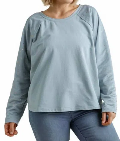Umgee Star Layered Mesh Sleeve Top In Sky Blue