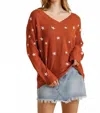 Umgee Star Print V-neck Sweater In Sunset