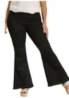 Umgee Stretch Wide Flare Leg Pants (plus Size) In Black In Black