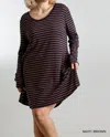 Umgee Stripe Plus Dress In Brown