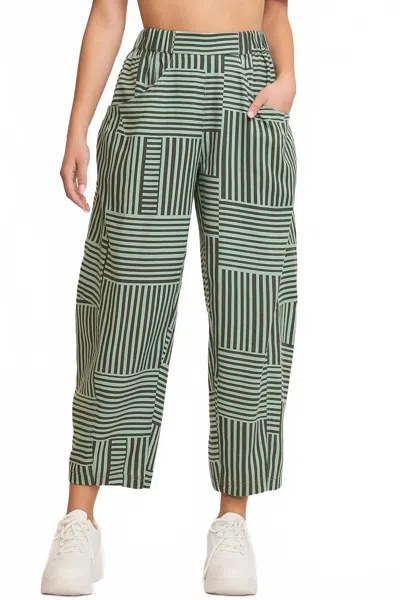 Umgee Striped Baggy Fit Pants In Mint Green