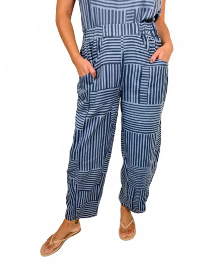 Umgee Striped Baggy Fit Pants In Navy In Blue