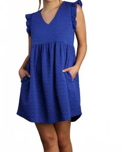 Umgee Stunning Beauty Textured Dress In Royal Blue