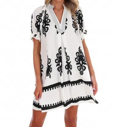 Umgee Summer Story Print Mini Dress In Off White In Multi