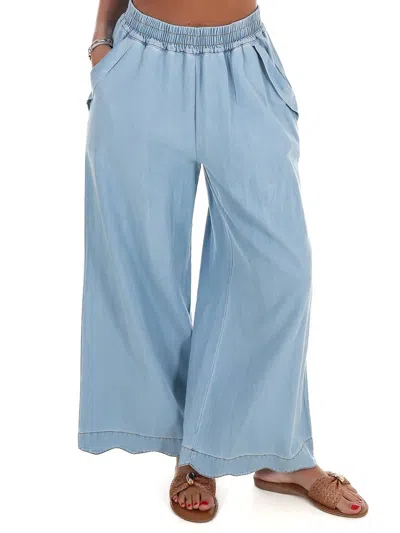 Umgee Sweet Southern Pants In Light Denim In Blue