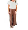Umgee Tabitha Wide Leg Cropped Linen Pants In Cocoa In Brown