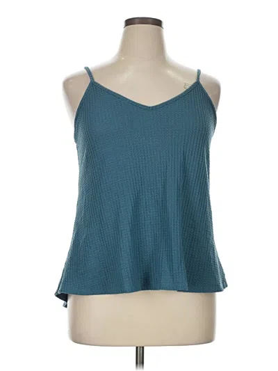 Pre-owned Umgee Tank Top Teal Halter Neckline Tops In Blue