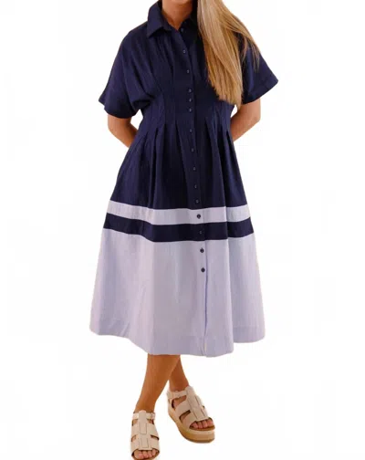 Umgee Taytum Color Block Dress In Blue