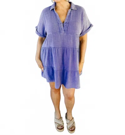 Umgee Tessa Mineral Washed Tiered Dress In Purple