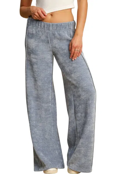 Umgee Textured Pants In Denim Blue