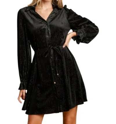 Umgee Textured Velvet Mini Dress In Black