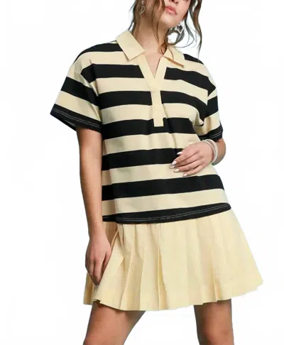 Umgee The Polo Moment Mini Dress In Yellow/black In Multi