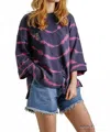 Umgee Tie Dye Distressed Pullover Sweater In Navy Fushia In Multi