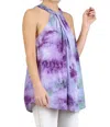 Umgee Tie Dye Halter Tunic Top In Purple In Purple