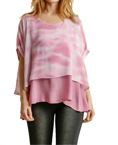 Umgee Tie Dye Layered Top In Orchid In Pink