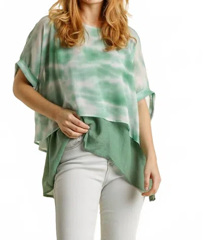 Umgee Tie Dye Layered Top In Sage In Green