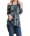 Umgee Tie Dye Off The Shoulder High Low Tunic In Black In Black